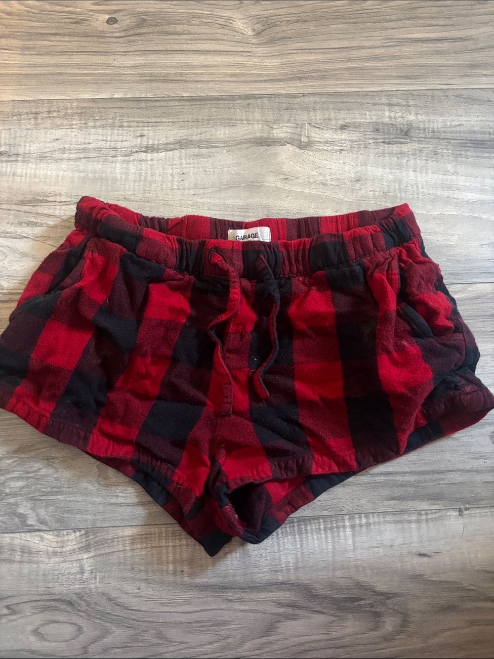 Garage Red and Black Plaid Sleep Shorts